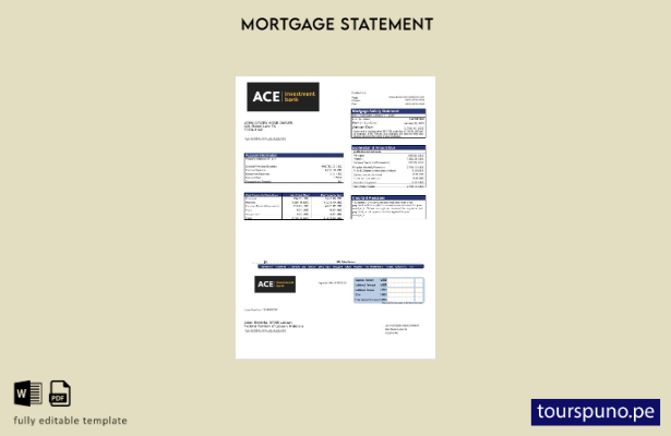 Listo para imprimir el extracto de hipoteca del banco USA ACE en formato Word y 